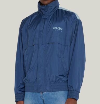 $780 Kenzo Men's Blue Two Tone Logo Colorblock Wind-Resistant - Main Image