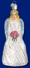 Old World Christmas glass Ornament 01002 blonde Angel wedding bride