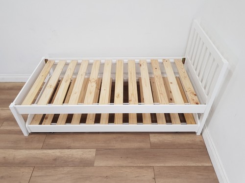 SINGLE BED FRAME Trundle Bed White Pine Bannister Headboard Slats FREE DELIVERY - Picture 14 of 20