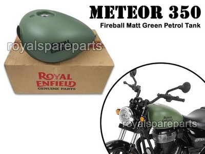 Original Royal Enfield Meteor 350 Fireball Matt Grün Kraftstoff Benzin Tank
