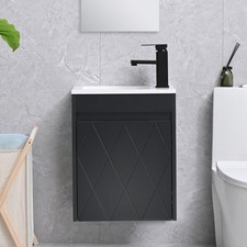 16" Bathroom Vanity Sink Combo for Small Space, Wall Mounted Bathroom Cabinet...