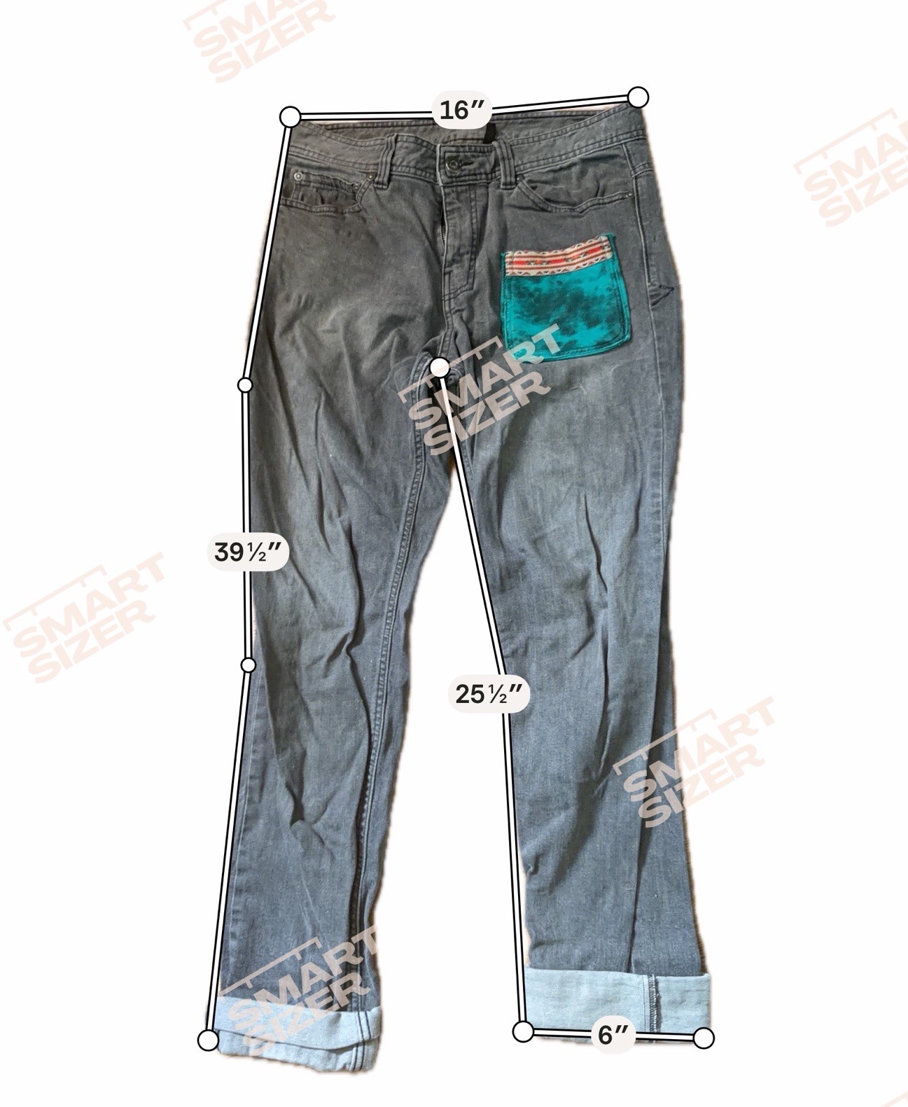 Prana Patchwork  Gray Distressed Denim jeans Womens Size 30 image 9
