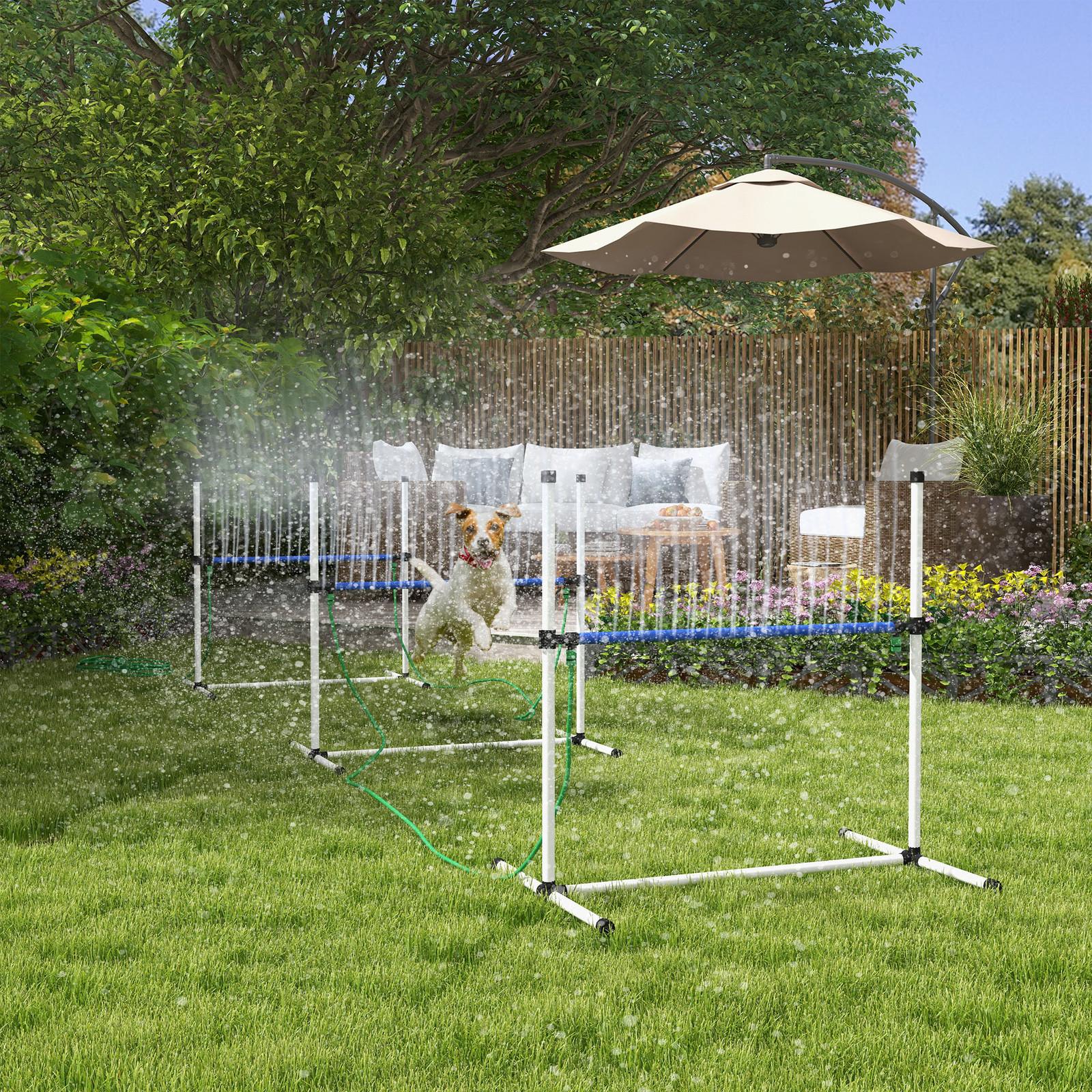 4 Piece Dog Agility Training Equipment Set with 3 Hurdles, White