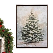Christmas Wall Art Light Up Snow Tree Canvas Wall Decoration Aesthetic Framed 