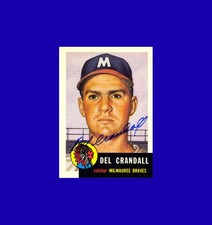 Del Crandall 1991 Topps Archives 1953 Topps #197 - Braves - Signed AUTO