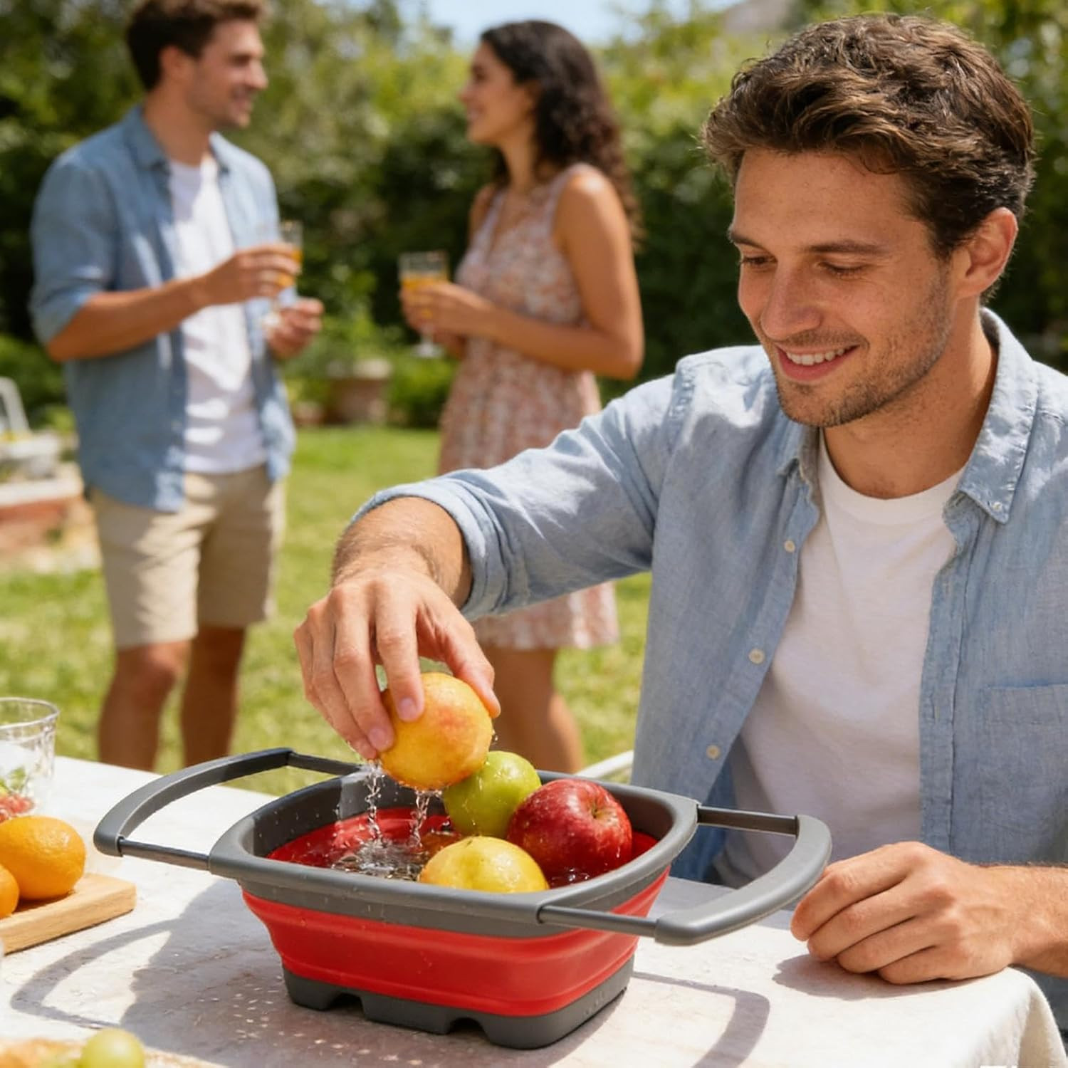 Passoire de cuisine rectangulaire rétractable pour libérer vos mains lors du rinçage