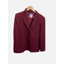 Pendleton Blazer Women 12 Burgundy 100 Virgin Wool Classic Professional Career