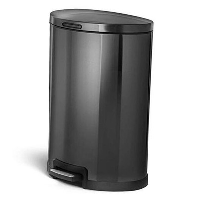 12 Gallon Black Stainless Steel Trash Can - 45 Liter / 12 Gallon Semi-Round