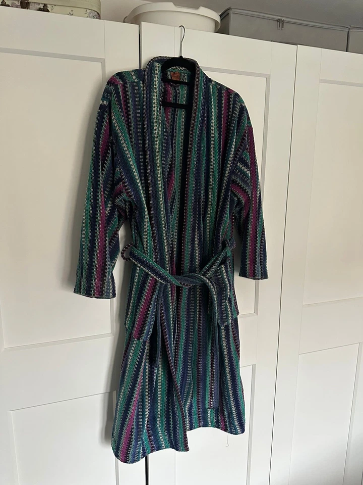 Vestido Missoni raro luxo casa roupão tamanho grande L verde roxo cores - Imagem 4 de 4