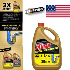 Powerful Drain Clog Remover 80 Ounces Gel Safe for All Pipe Types and Disposals