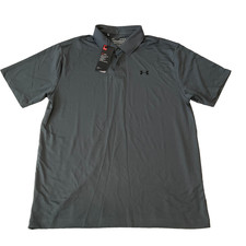Under Armour Polo Shirt Mens Size L Grey Heat Gear Stretch Short Sleeve