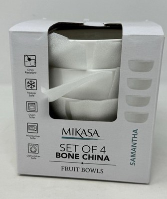 Mikasa Samantha Set of 4 Fruit Dessert Sauce Bowls 4,25'' Bone China White NIB