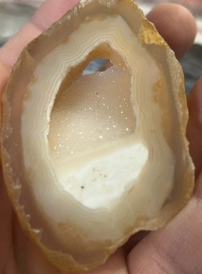 Natural Agate Slice With Druzy Polished Stone Crystal Carving 