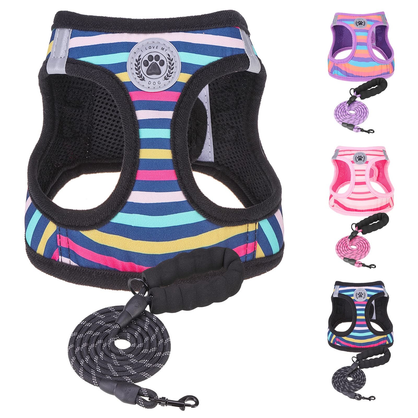 Harnais anti-traction pour petits chiens taille XS ajustable laisse de dressage intégrée