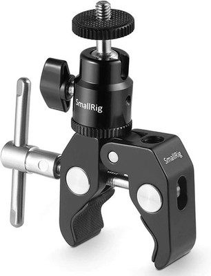 SMALLRIG Super Clamp Mount mit Mini Kugelkopfhalterung, Blitzschuh-Adapter black