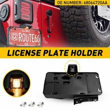 Fit For Jeep Wrangler Jk Jku Rear License Plate Holder W Light Tag Bracket