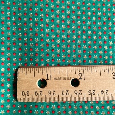 1 YD Vintage Micro Print Christmas Fabric Green Cotton Joan Kessler