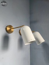 Pair Of Brass Wall Sconce Mid Century Italian Stilnovo Style Reading Lamp