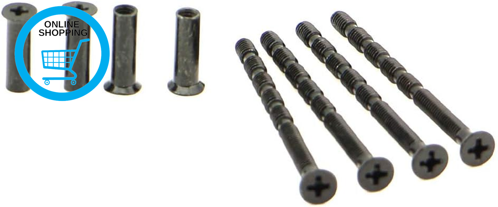 4 Piece Universal Connecting Bolts plus Sleeves through Fixings M4 Black Color D