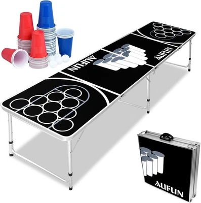 MARKENLOS Beer Pong Tisch Set Klappbarer Bierpong-Tisch Audio Table Design mit 100 Becher
