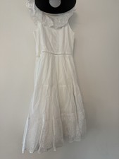 Polo Ralph Lauren Kids Girls White Cotton Floral Eyelet Sleeveless Dress Size 8