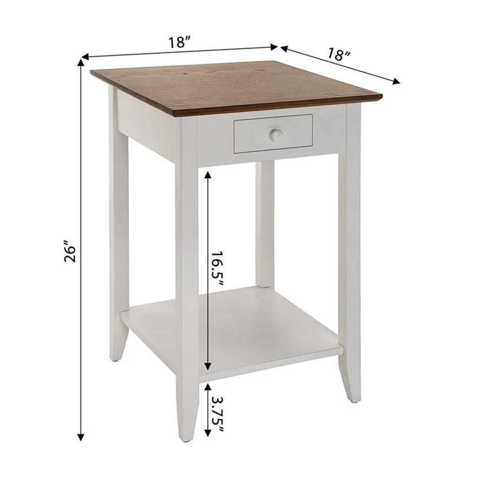 Mesa auxiliar de un cajón American Heritage con estante en acabado de madera blanca Foto 4 de 4