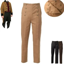 Mens Victorian Pants Regency Trousers Empire Architect Pants Front Flap Pants