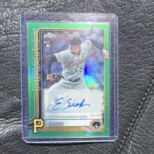 Topps 2025 Chrome Update Green Refractor Autograph Evan Sisk Pirates #AC-ES /99