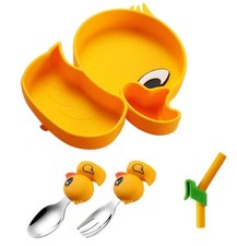 4-Piece Silicone Baby Feeding Set Baby Plates with Strong Suction, Toddler ...
