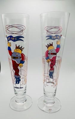 2 RITZENHOFF Pilsner Glasses Marutschke Artwork  Germany Beer Glass Brewerina
