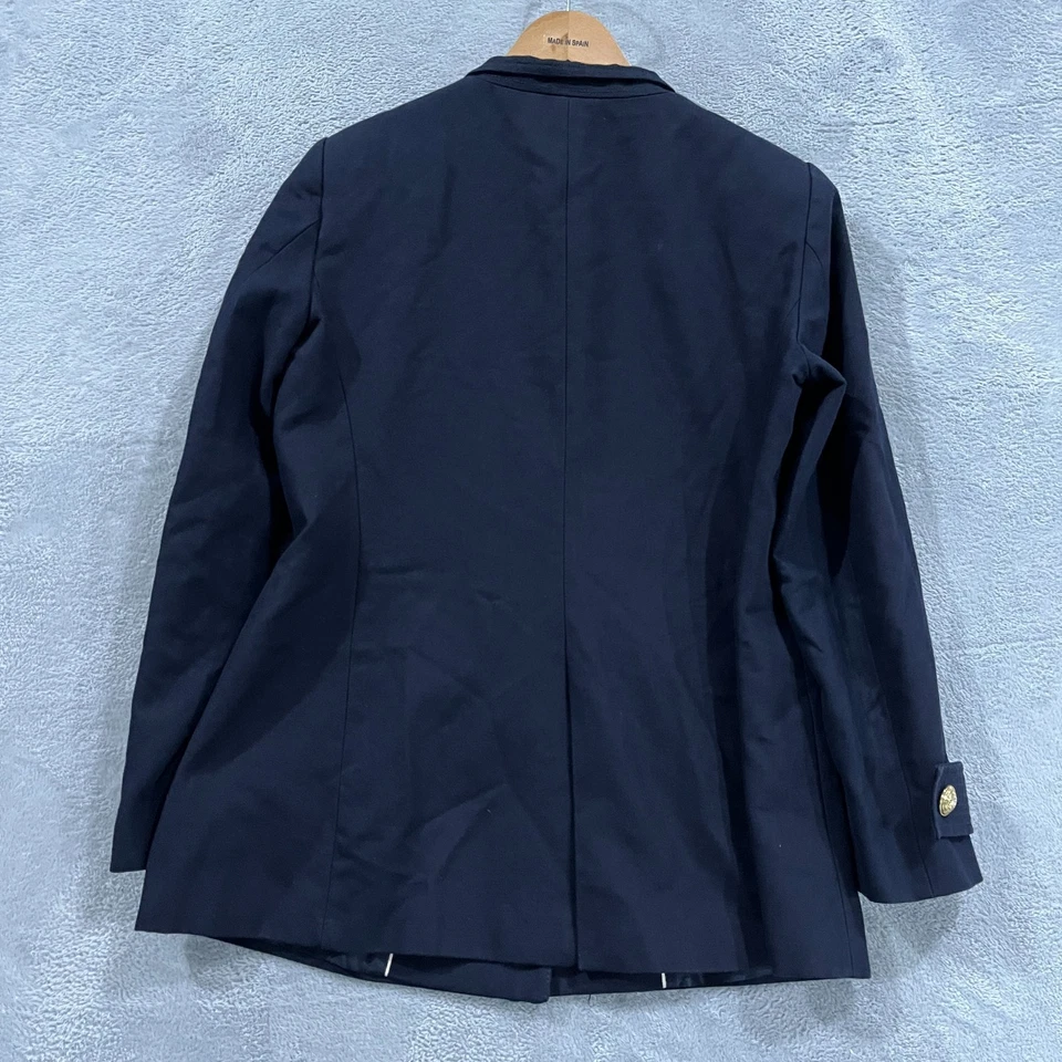Zara Blazer Jacket Womens Large Double Breasted Navy Blue Academia Gold - Image 2 of 4