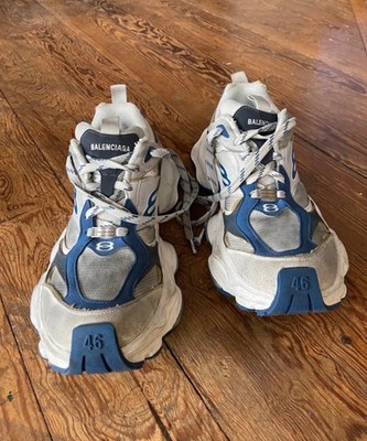 Distressed Balenciaga Cargo Sneaker in weiss-blau Grösse 46 in gutem Zustand