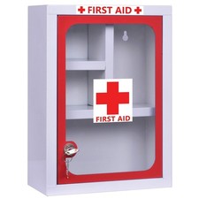 First Aid Box Medicine Storage Box For Home School Office with Key Lock White