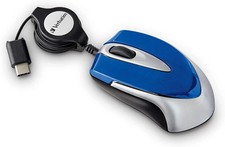 USB C Corded Mini Travel Type C Optical Wired Mouse for Mac and PC- Blue