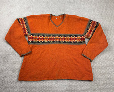 Vintage 90s Eddie Bauer Sweater Women M Southwestern V-Neck Wool Blend USA Made