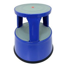 Durable Blue Steel Kick Step Stool Non-Slip Portable for Home Office Warehouse