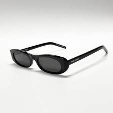 Saint Laurent SL 557 Oval Sunglasses Black Dark Grey Lens Unisex 53-20-145