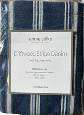 Pine Cone Hill / Annie Selke~Driftwood Stripe Denim~EURO Pillow Sham~Cotton~NWT