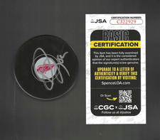 Travis Hamonic Signed Detroit Red Wings Puck JSA COA