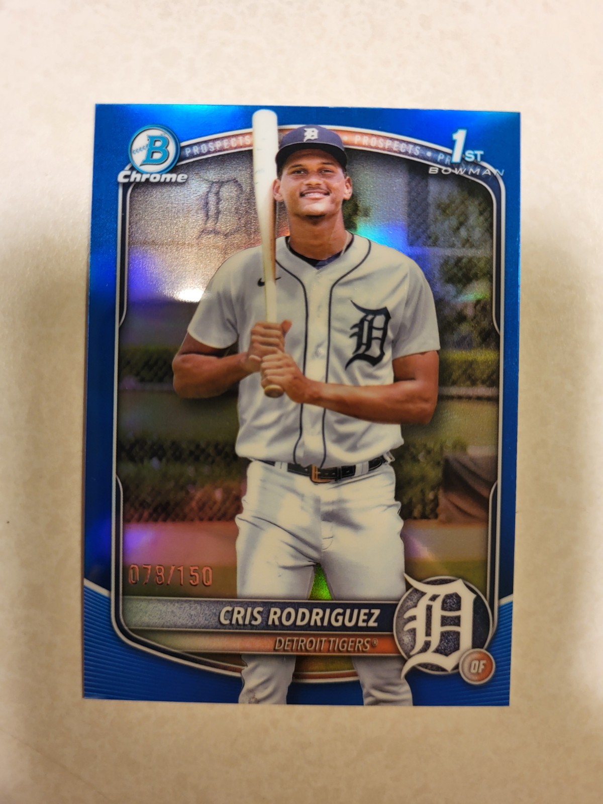 2025 Bowman Chrome Cris Rodriguez 1st True Blue Refractor /150 Detroit Tigers