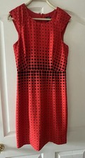J Crew Dress Womens 2 Red Black Optic Polka Dot Sleeveless Sheath Pencil Mod