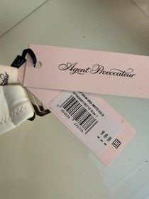 Agent Provocateur Demi Bikini White Gold Chain  S NEW TAGS Rare Luxury Swimwear