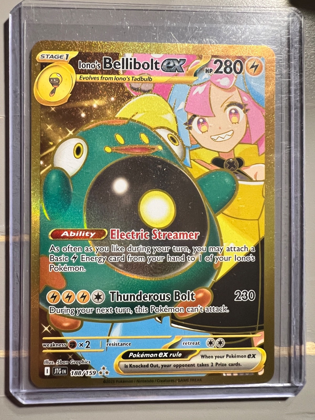 Pokémon TCG: Iono's Bellibolt EX 188/159 Gold Holo Journey Together NM