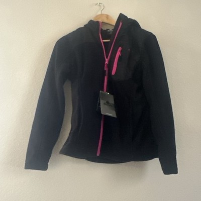 Snozu Jacket Women Medium Black Pink Performance Fleece Full Zip Hooded Platinum