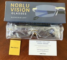 NoBlu Vision Blue Light Blocking Glasses Rimless Gold Bridge New