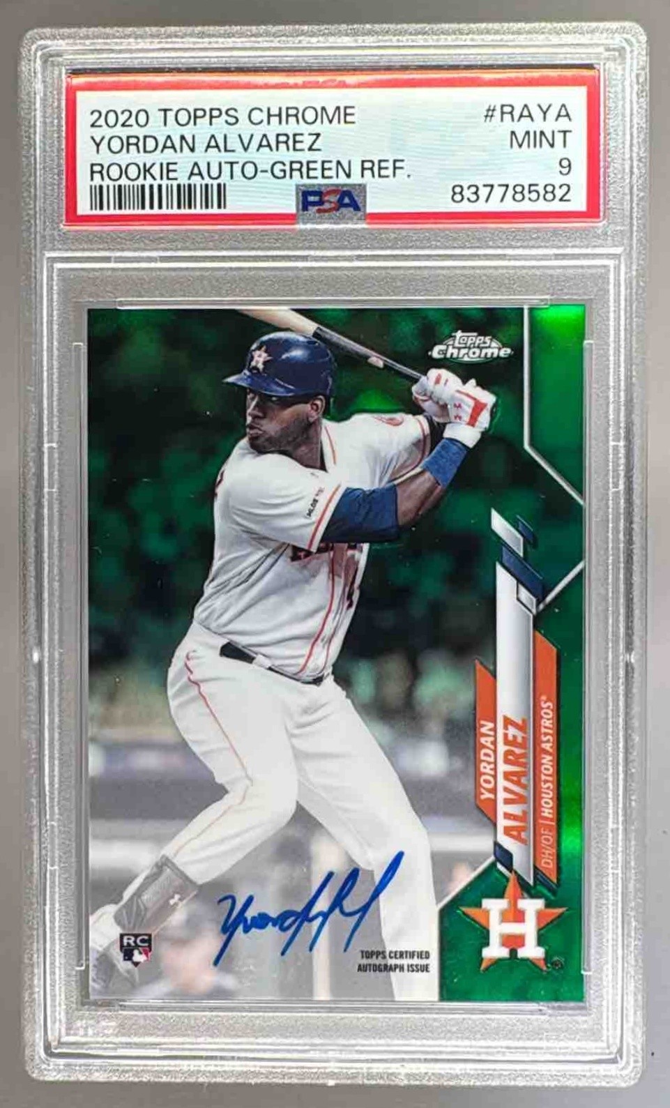 Yordan Alvarez 2020 Topps Chrome Green Refractor Rookie Auto RC /99 PSA 9