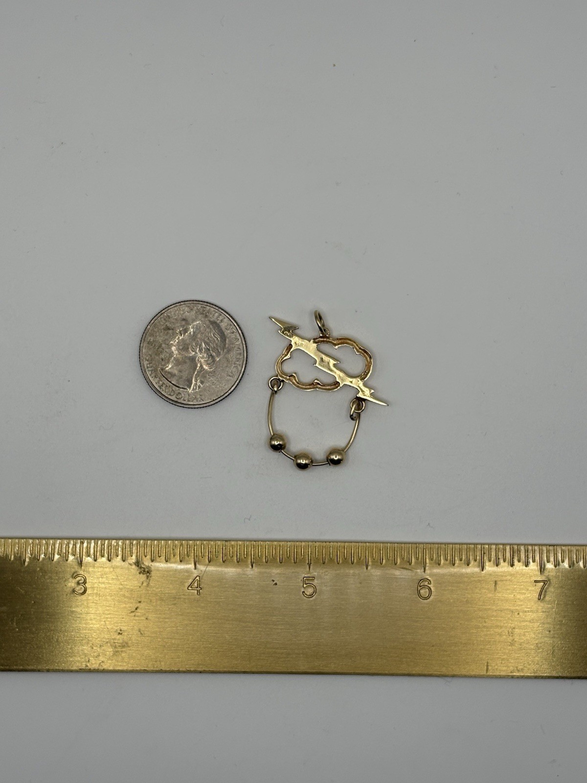 UNIQUE 14K SOLID GOLD THUNDER LIGHTNING CLOUD CHA… - image 4