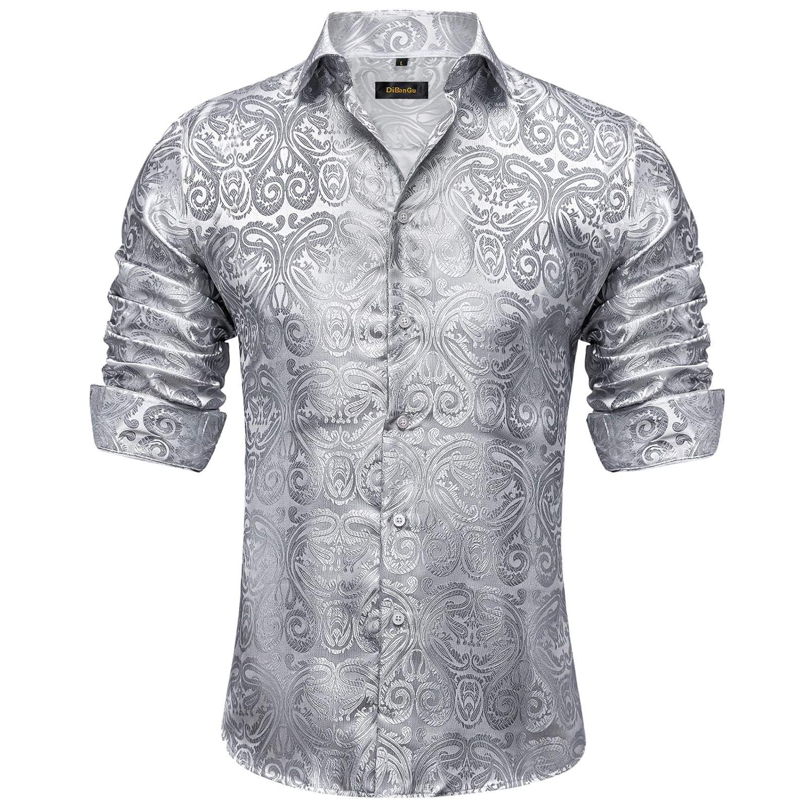 Mens Shirt Long Sleeve Grey Floral Paisley Luxury Button Regular Fit Shirts
Opens in a new window or