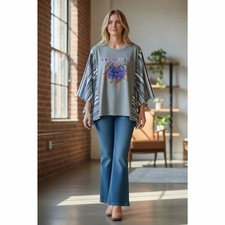 NWT Upcycled Striped Kimono Sleeve Bon Jovi Band Tee M