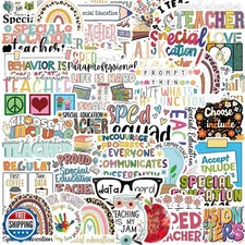 50Pcs Special Education Stickers Waterproof Vinyl Decals for Water Bottles La